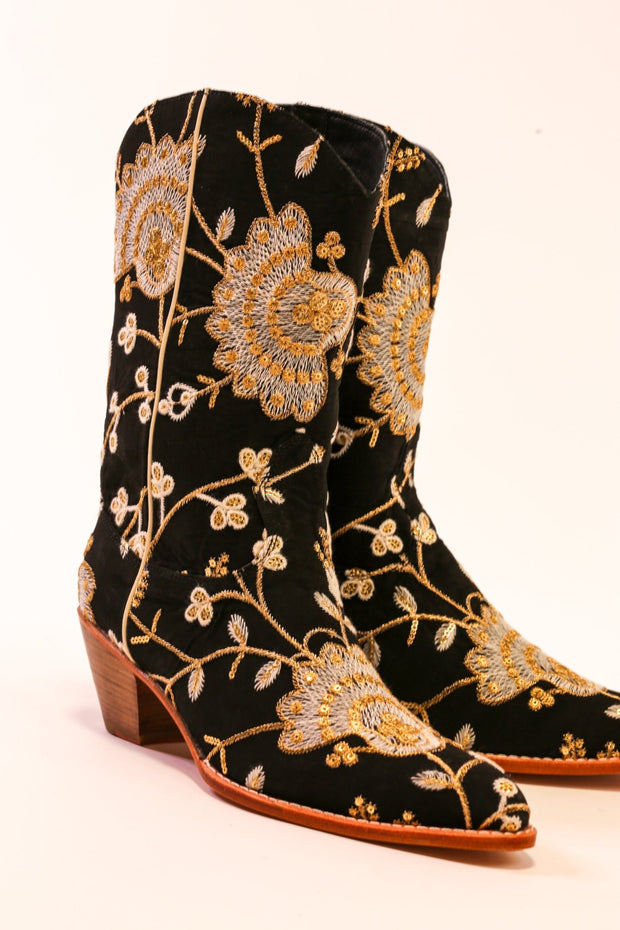 SILK EMBROIDERED BOOTS CIHANGIR - sustainably made MOMO NEW YORK sustainable clothing, slow fashion