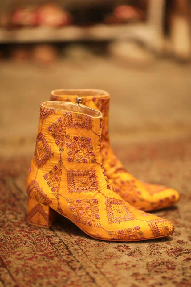 SILK EMBROIDERED BOOTS KINDRA - sustainably made MOMO NEW YORK sustainable clothing, boots slow fashion
