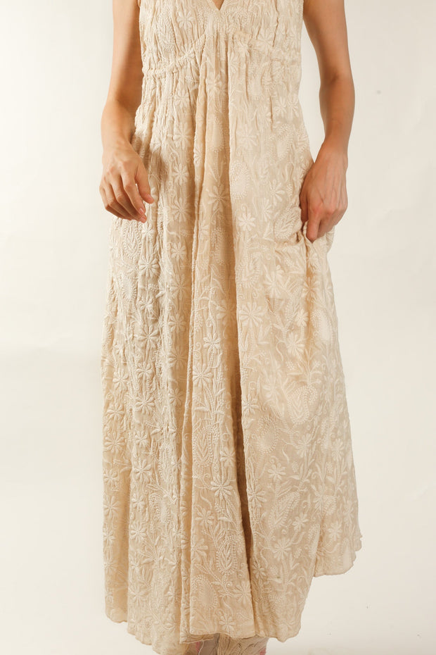 SILK EMBROIDERED DRESS SAGI - sustainably made MOMO NEW YORK sustainable clothing, dress slow fashion