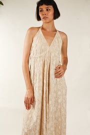 SILK EMBROIDERED DRESS SAGI - sustainably made MOMO NEW YORK sustainable clothing, dress slow fashion