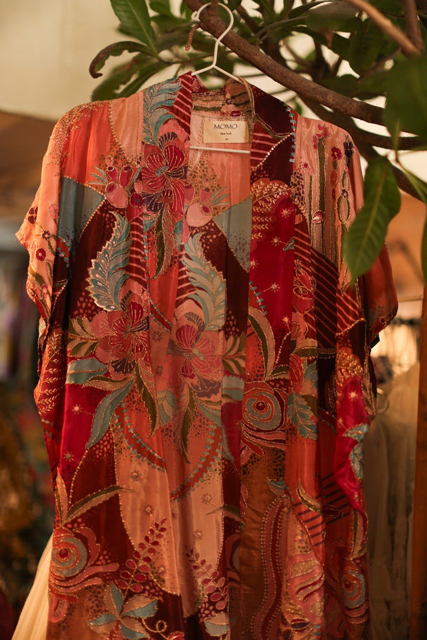 SILK EMBROIDERED KIMONO ABNER - sustainably made MOMO NEW YORK sustainable clothing, slow fashion