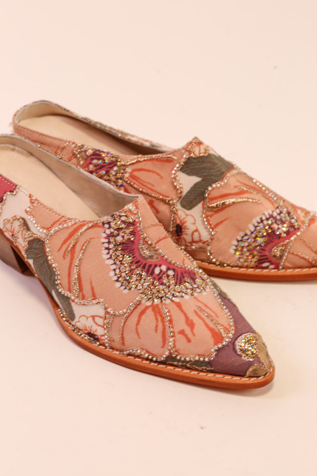 SILK EMBROIDERED MULES LINA - sustainably made MOMO NEW YORK sustainable clothing, slow fashion