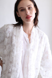 SILK FLOWER EMBELLISHED KIMONO ULISA - sustainably made MOMO NEW YORK sustainable clothing, Kimono slow fashion