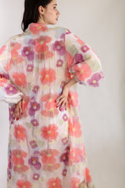 SILK FLOWER EMBELLISHED KIMONO ULISA - sustainably made MOMO NEW YORK sustainable clothing, Kimono slow fashion