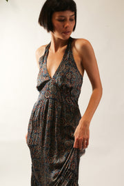 SILK HAND BLOCK PRINT DRESS HAYA - sustainably made MOMO NEW YORK sustainable clothing, dress slow fashion