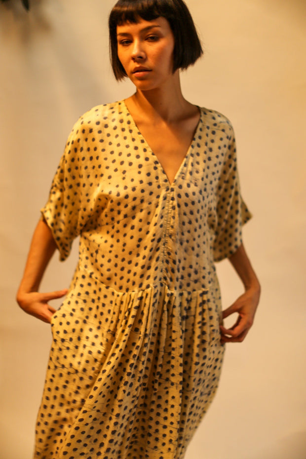 SILK KAFTAN DRESS LIA - sustainably made MOMO NEW YORK sustainable clothing, kaftan slow fashion