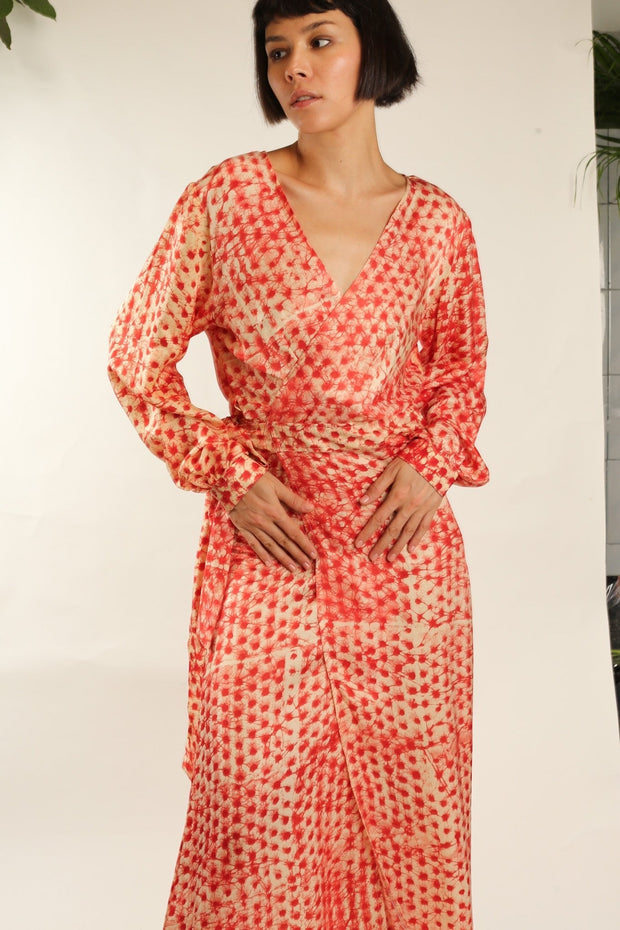 SILK WRAP DRESS CECYLIA - sustainably made MOMO NEW YORK sustainable clothing, dress slow fashion