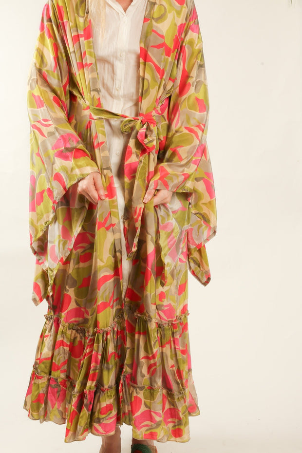 SILK XL KIMONO REEMA - sustainably made MOMO NEW YORK sustainable clothing, Kimono slow fashion