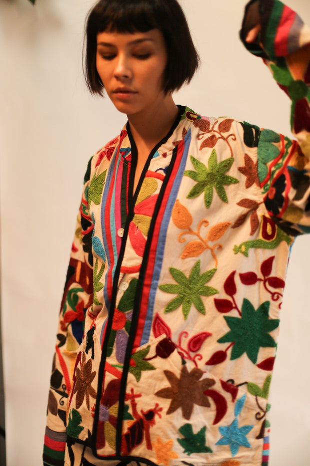 SUZANI EMBROIDERED JACKET MAEVE - sustainably made MOMO NEW YORK sustainable clothing, slow fashion