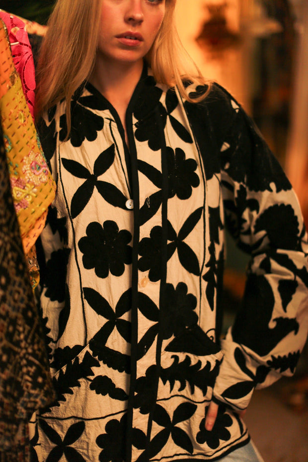 SUZANI EMBROIDERED JACKEY CALLAN - sustainably made MOMO NEW YORK sustainable clothing, Jacket slow fashion