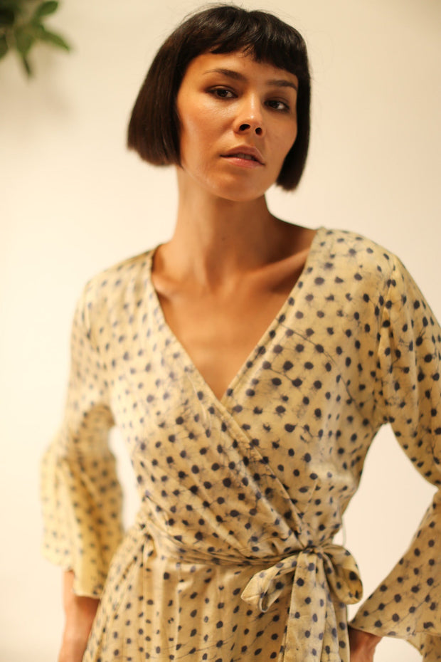 WRAP SILK DRESS KIMONO DAGMARA - sustainably made MOMO NEW YORK sustainable clothing, dress slow fashion