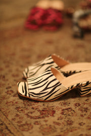 ZEBRA PRINT HEELED MULES - sustainably made MOMO NEW YORK sustainable clothing, new slow fashion