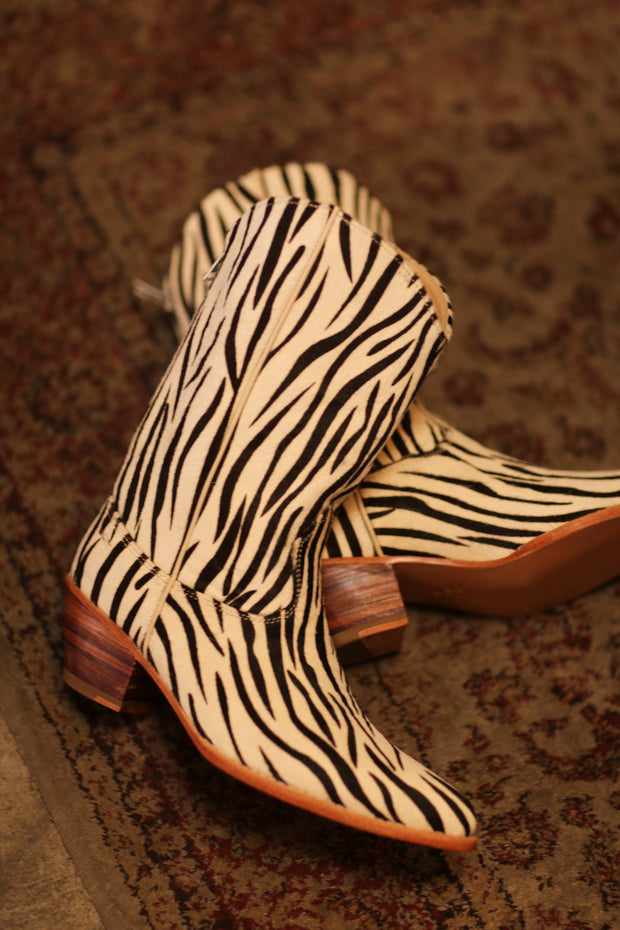 ZEBRA WESTERN BOOTS MILA - sustainably made MOMO NEW YORK sustainable clothing, boots slow fashion