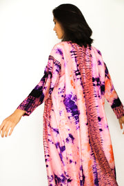 100% SILK HAND BATIK KIMONO DUSTER SASHA - sustainably made MOMO NEW YORK sustainable clothing, kaftan slow fashion