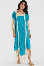 BEACH KAFTAN DRESS HANNELI - sustainably made MOMO NEW YORK sustainable clothing, Boho Chic slow fashion