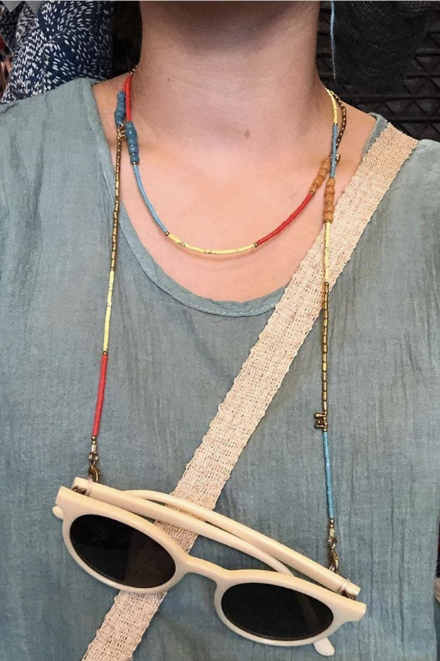 BEADED FACE MASK NECK STRAP NICOLE - sustainably made MOMO NEW YORK sustainable clothing, offerfm slow fashion