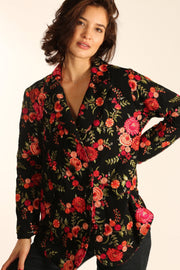 BLACK ROSE EMBROIDERED NOVELTY JACKET MANON - sustainably made MOMO NEW YORK sustainable clothing, wholesale1122 slow fashion