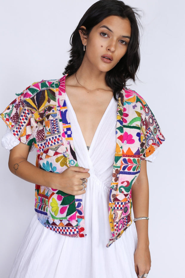 Bolero Kimono Jacket Echo - sustainably made MOMO NEW YORK sustainable clothing, embroidered slow fashion