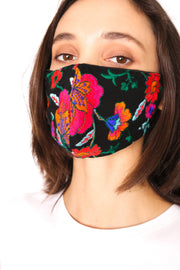 CHIFFON SILK EMBROIDERED FACE MASK LATA - sustainably made MOMO NEW YORK sustainable clothing, offerfm slow fashion