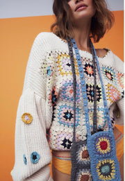 CORI CROCHET PHONE CROSSBODY - sustainably made MOMO NEW YORK sustainable clothing, crochet slow fashion