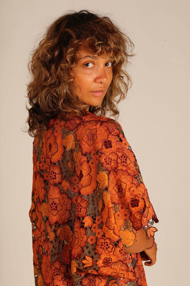 COTTON LACE KIMONO - sustainably made MOMO NEW YORK sustainable clothing, Kimono slow fashion