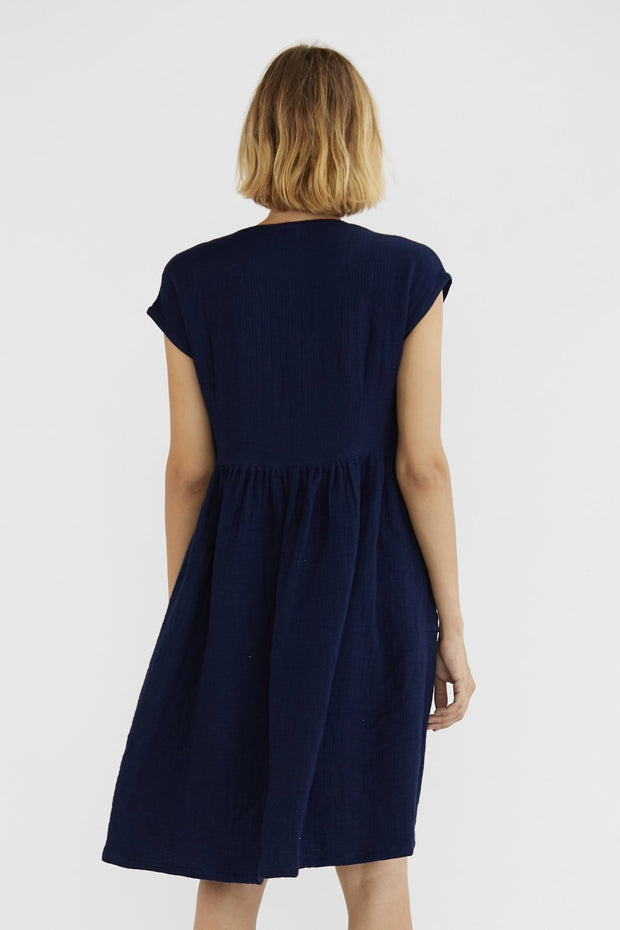 COTTOn LINEN DRESS HEIDI - sustainably made MOMO NEW YORK sustainable clothing, kaftan slow fashion