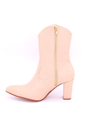 PINK CROC EMBOSSED BOOTS EBBA - sustainably made MOMO NEW YORK sustainable clothing, boots slow fashion