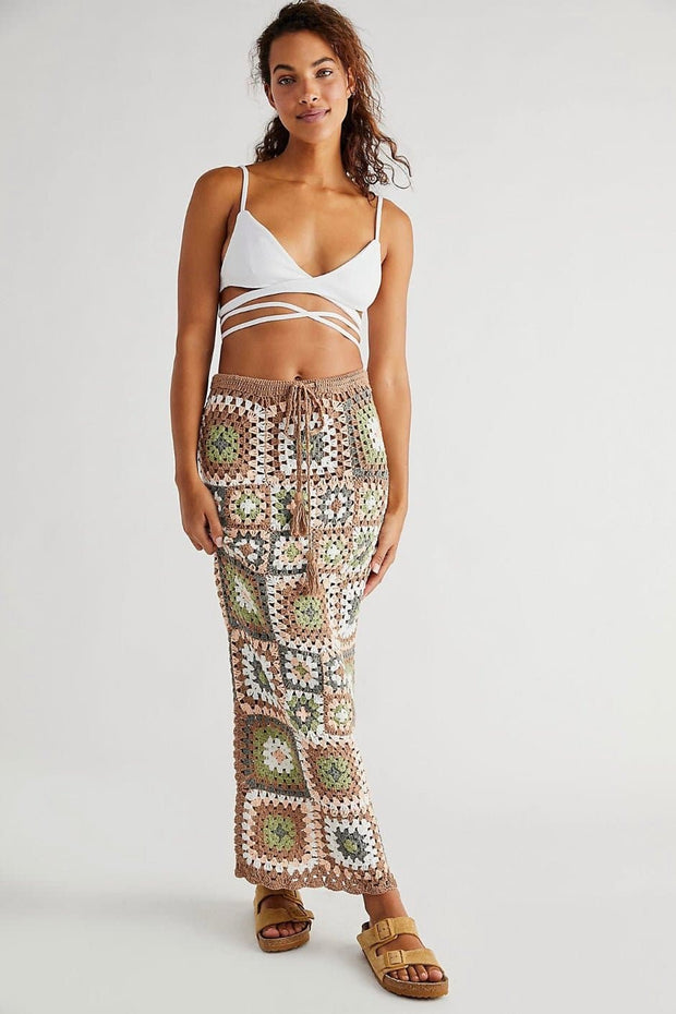 CROCHET DREAM MAXI SKIRT LISA X FREE PEOPLE - sustainably made MOMO NEW YORK sustainable clothing, fall22 slow fashion