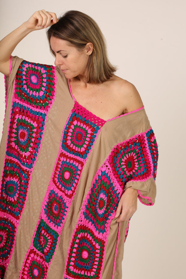 CROCHET KAFTAN JENUS - sustainably made MOMO NEW YORK sustainable clothing, crochet slow fashion