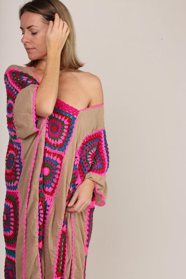 CROCHET KAFTAN JENUS - sustainably made MOMO NEW YORK sustainable clothing, crochet slow fashion