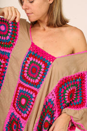 CROCHET KAFTAN JENUS - sustainably made MOMO NEW YORK sustainable clothing, crochet slow fashion