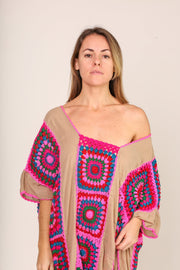 CROCHET KAFTAN ROJI - sustainably made MOMO NEW YORK sustainable clothing, crochet slow fashion