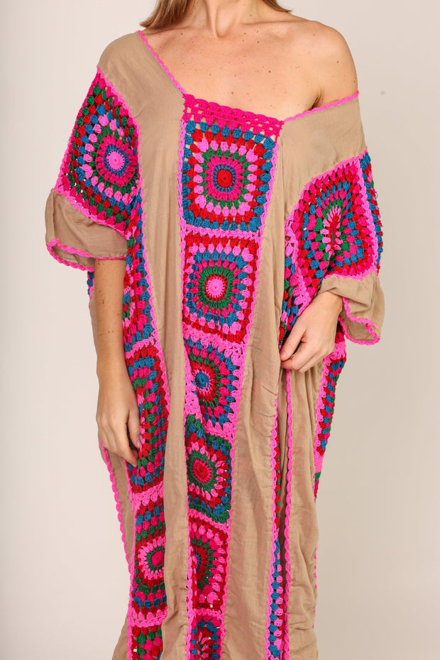 CROCHET KAFTAN ROJI - sustainably made MOMO NEW YORK sustainable clothing, crochet slow fashion