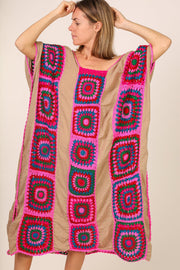 CROCHET KAFTAN ROJI - sustainably made MOMO NEW YORK sustainable clothing, crochet slow fashion