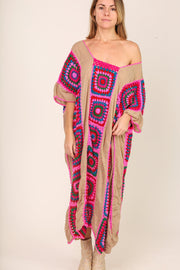 CROCHET KAFTAN ROJI - sustainably made MOMO NEW YORK sustainable clothing, crochet slow fashion