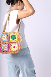 CROCHET SHOULDER CROSS BODY BAG TIBB - sustainably made MOMO NEW YORK sustainable clothing, crochet slow fashion