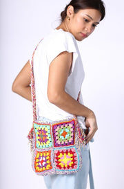 CROCHET SHOULDER CROSS BODY BAG TIBB - sustainably made MOMO NEW YORK sustainable clothing, crochet slow fashion