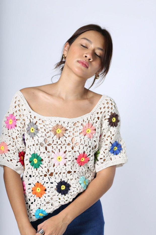 CROCHET TOP TAPPY - sustainably made MOMO NEW YORK sustainable clothing, crochet slow fashion