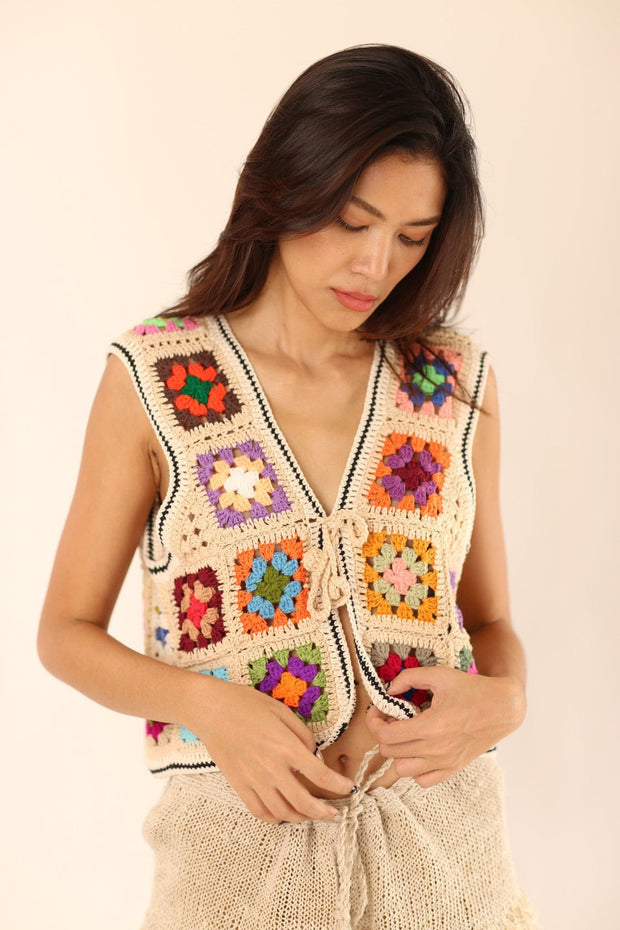 CROCHET VEST JULIE - sustainably made MOMO NEW YORK sustainable clothing, crochet slow fashion