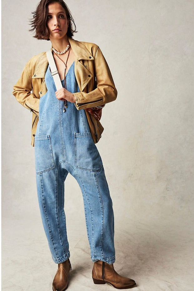 DENIM JUMPSUIT OLIVIA - sustainably made MOMO NEW YORK sustainable clothing, pants slow fashion