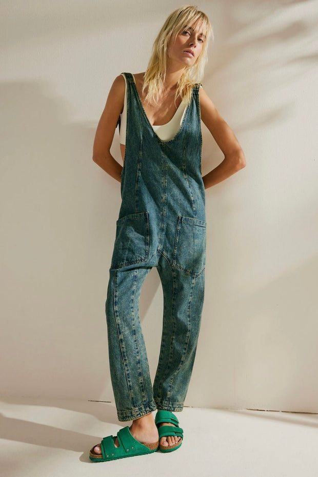 DENIM JUMPSUIT ROMPER CILIA - sustainably made MOMO NEW YORK sustainable clothing, pants slow fashion