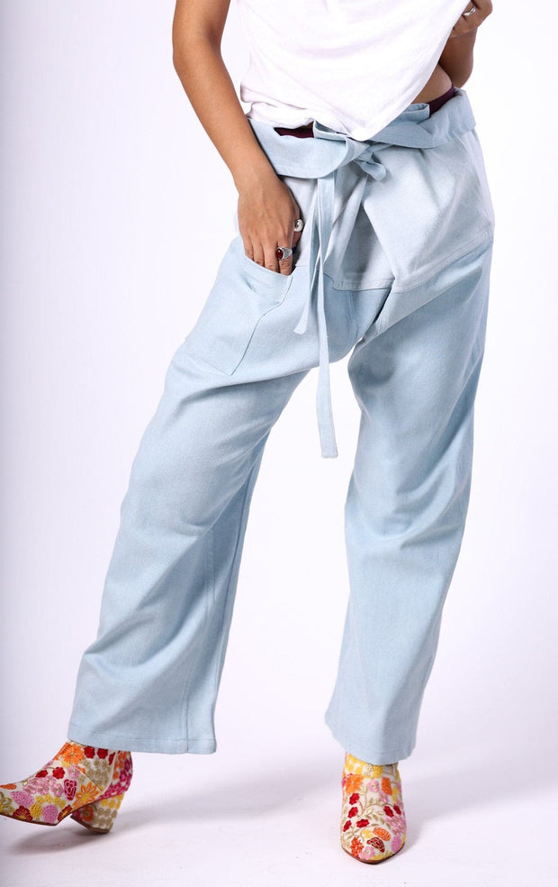 DENIM THAI FISHERMAN STYLE PANTS TOBY - sustainably made MOMO NEW YORK sustainable clothing, pants slow fashion