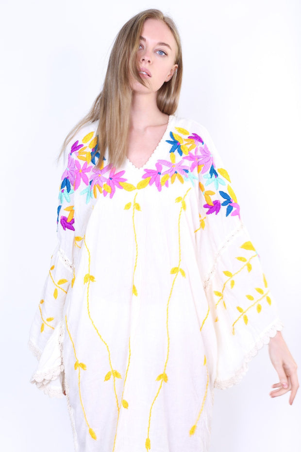 DON’T WANT SUMMER TO END EMBROIDERED KAFTAN KYRA - sustainably made MOMO NEW YORK sustainable clothing, kaftan slow fashion