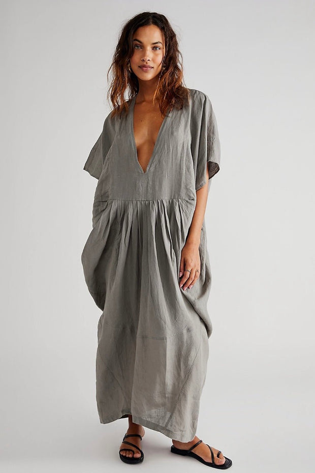 DRIFTER LINEN DRESS X FREE PEOPLE - sustainably made MOMO NEW YORK sustainable clothing, dress slow fashion