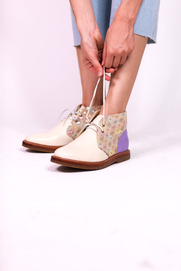 EMBROIDERED ANKLE SHOE JULIA - sustainably made MOMO NEW YORK sustainable clothing, slow fashion