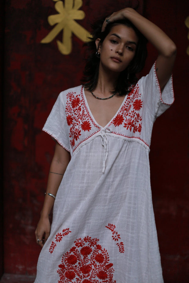 Embroidered Dress Andine - sustainably made MOMO NEW YORK sustainable clothing, kaftan slow fashion