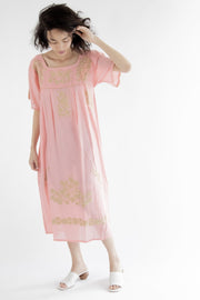 Embroidered Dress Gaughin - sustainably made MOMO NEW YORK sustainable clothing, Boho Chic slow fashion