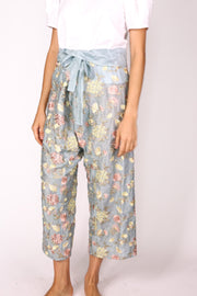 EMBROIDERED FISHERMAN PANTS MAYU - sustainably made MOMO NEW YORK sustainable clothing, pants slow fashion