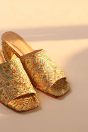 EMBROIDERED FLOWER SILK MULES MILTONA - sustainably made MOMO NEW YORK sustainable clothing, mules slow fashion