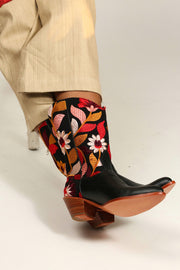 EMBROIDERED FLOWER WESTERN BOOTS X ANTHROPOLOGIE - sustainably made MOMO NEW YORK sustainable clothing, boots slow fashion